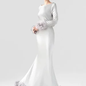Masterpiece Mermaid Silk Gown With Handcrafted Flowers